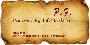 Paczovszky Fábián névjegykártya